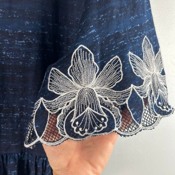 Anthropologie Pilcro Orchid Embroidered Flounce Peplum Top - Picture 5 of 9